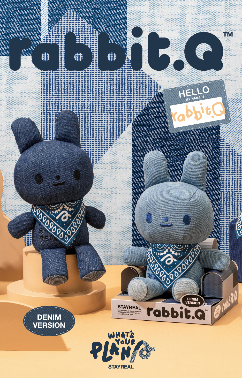 STAYREAL rabbit.Q純真兔兔丹寧公仔